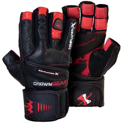 Crown Gear Weightlifting Gloves for Gym Fitness Crossfit Bodybuilding - Workout Weight Lifting Gloves for Men & Women - Dominator X Leather Crossfit Training Gloves Wrist Support Wraps (L)