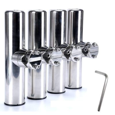 Amarine Made 4Pcs Marine Grade Stainless Steel Rail Mounted Clamp on Fishing Rod Holder for Rails 1" to 1-1/4"