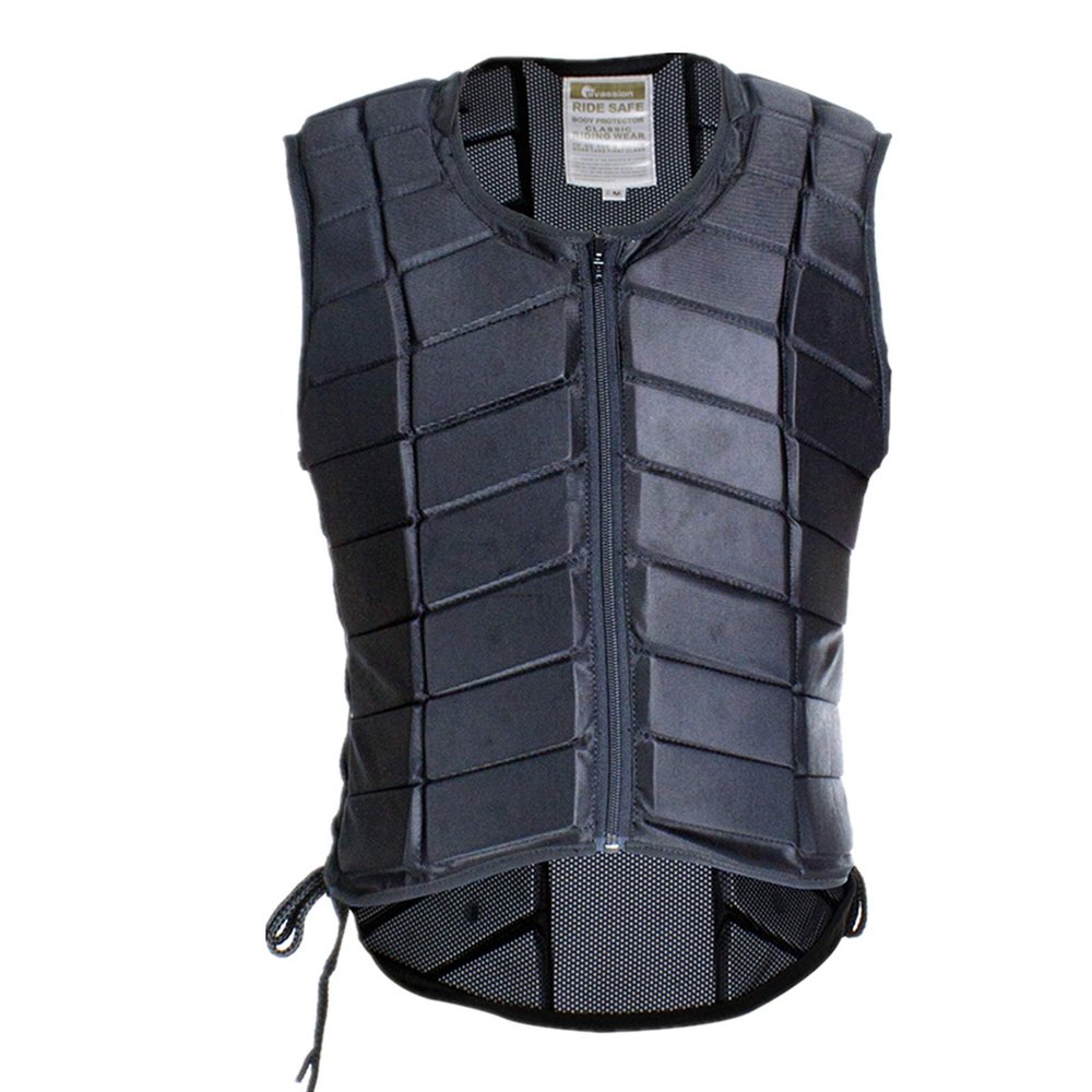 UNISTRENGH Equestrian Vest Professional Safety EVA Padded Horse Riding Vest Body Protector Gear Waistcoat Unisex Black Zipper Waistcoat for Adult Men Women Kids Children (Medium)