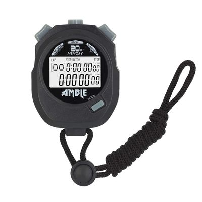 Stopwatch, Amble Countdown Timer and Stopwatch Record 20 Memories Lap Split Time with Tally Counter and Calendar Clock with Alarm for Sports Coaches and Referees 1 Pack