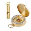 FUTURESTEPS Brass Compass - Includes Solid Brass Whistle - New Version - Survival Set - 105 Decibels - Survival Kit - Solid Brass Compass - Carry in Pocket or on Necklace - Two Pieces view 1