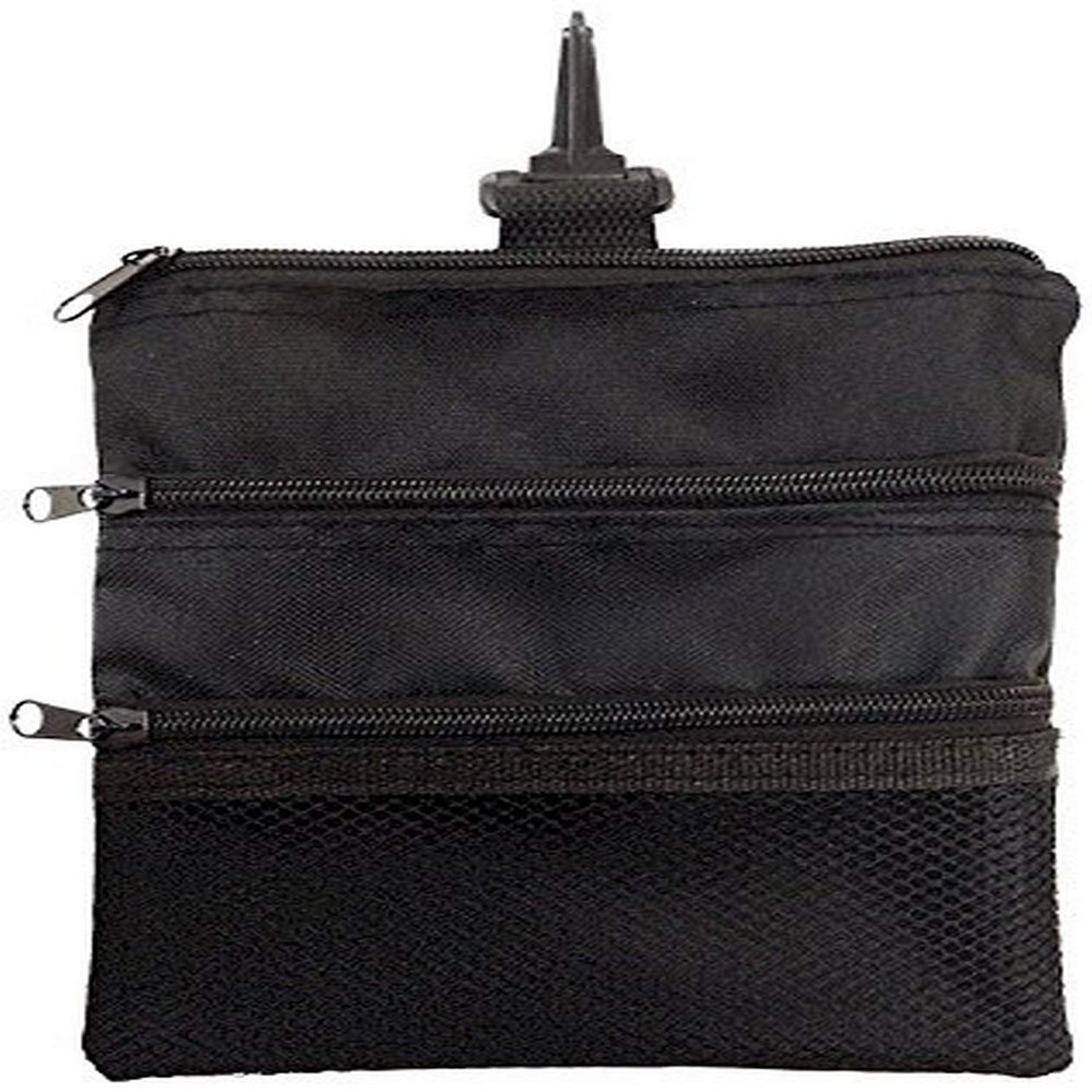 JP Lann Golf Multi-Pocket Tote Hand Bag and Valuables Pouch (Black)