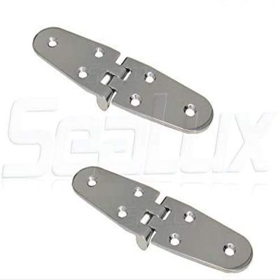 SeaLux Marine Stainless Steel Flush Mount 5-5/8" x 1-1/2" Large Round Side Door Strap Hinges (Pair)
