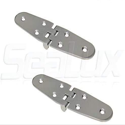 SeaLux Marine Stainless Steel Flush Mount 5-5/8" x 1-1/2" Large Round Side Door Strap Hinges (Pair)