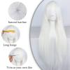ANOGOL Wig Cap+32 In/ 80 cm Long White Wig White Cosplay Wigs, Straight Whitish Synthetic Wig with Bangs for Anime Cosplay, Peluca Blanca Long Straight Wigs for Halloween Costume Party view 2
