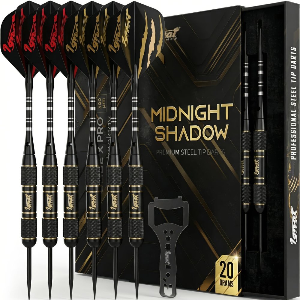 IgnatGames Premium Steel Tip Darts  3/6/12 Pack Brass Barrels with Aluminum Shafts, 16 GlideXPro Flight Set, Tool Kit & Giftable Case