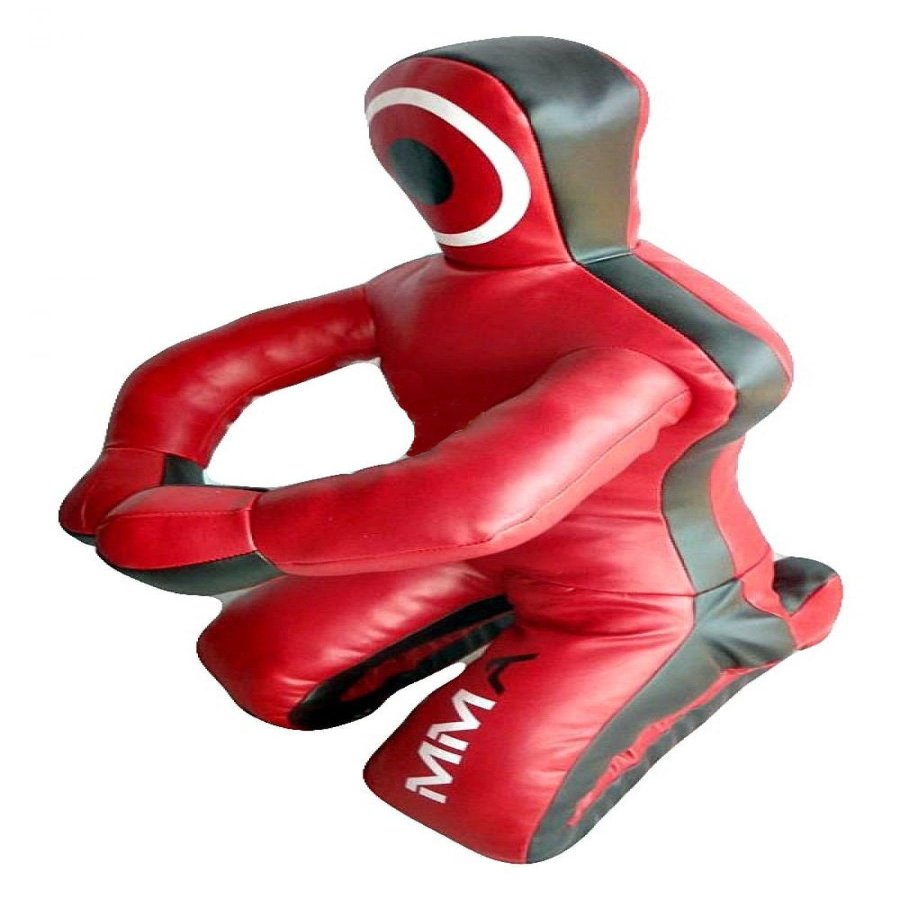Bestzo MMA Brazilian Wrestling Grappling Dummy Bag - Sitting Position (Synthetic Leather Red, 59 in - (5ft))