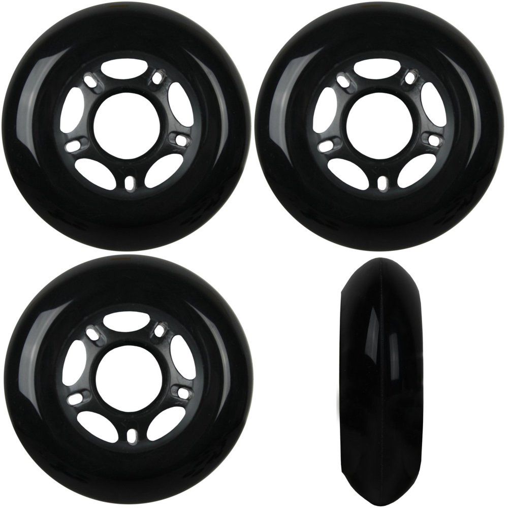 Player's Choice Outdoor Inline Skate Wheels 89a 4-Pack - Choose Size, Color, and Bearings (Black, 72mm 4-pk (No Bearings))