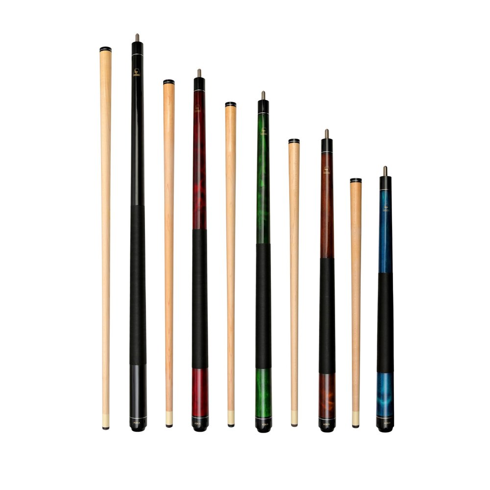 Aska Mixed Length Cue Set - LS5, Canadian Hard Rock Maple Billiard Pool Cues, Short, Kids Cues (Set of 5)