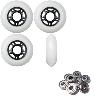 Player's Choice Outdoor Inline Skate Wheels 89a 4-Pack - Choose Size, Color, and Bearings (White, 72mm 4-pk, ABEC 9 Bearings)