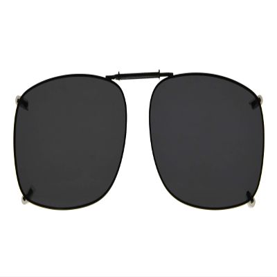 Eyekepper Large Clip On Sunglasses With Spring Draw Bar Polarized Grey Lens 57x39MM