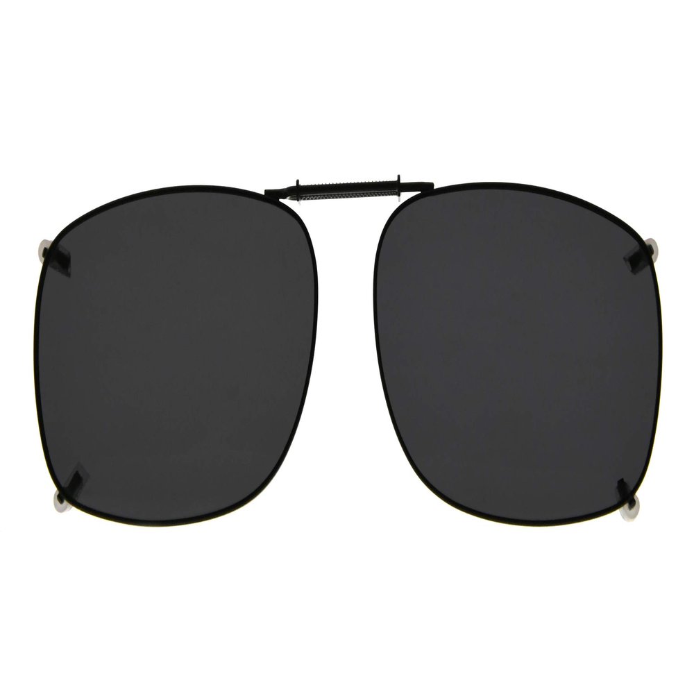 Eyekepper Large Clip On Sunglasses With Spring Draw Bar Polarized Grey Lens 57x39MM