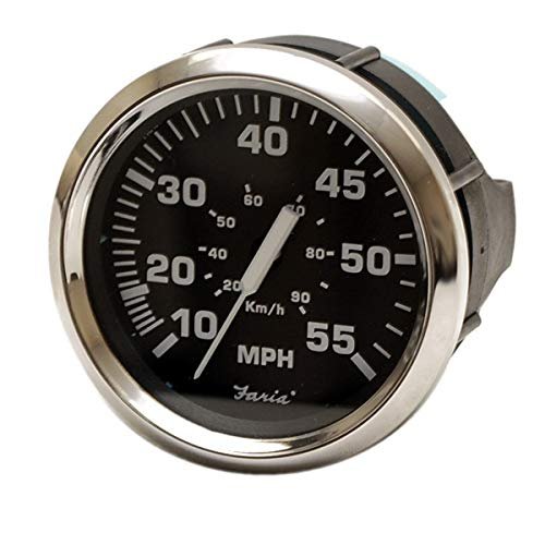 Faria Boat Speedometer Gauge SE9953A | Euro Stainless Black 3 1/4 Inch