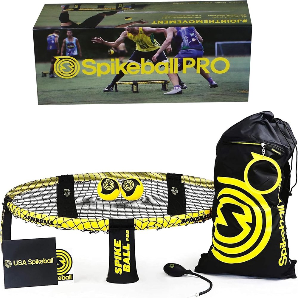 Spikeball Pro Kit (Tournament Edition) - Includes Upgraded Stronger Playing Net, New Balls Designed to Add Spin, Portable Ball Pump Gauge, Backpack