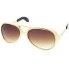 zeroUV Large King Of Rock & Roll Aviator Sunglasses 63mm (Gold/Amber) view 3