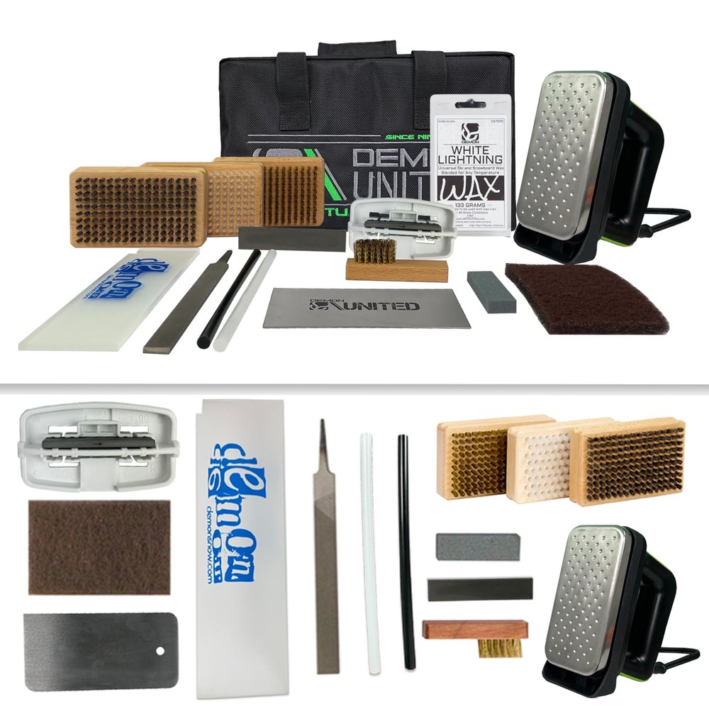 Demon Complete Ski Tune Kit with Wax and Brush Kit- Snowboard Tuning Kit Also Includes Made in USA Wax