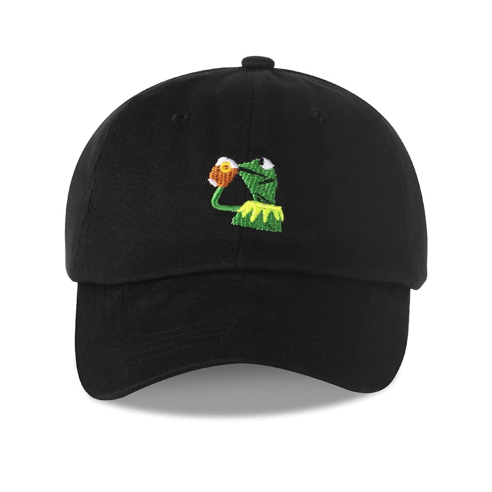 Adjustable Kermit The Frog Embroidered Baseball Cap for Men and Women - Unisex Classic Dad Trucker Hat Black