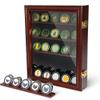 DECOMIL Challenge Coin Display Case |14"x11"| Medal Display , Poker Chip Case | Display Shelf for Collectibles , 30 Coin , Cherry Finish view 1