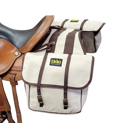 TrailMax Canvas Horse Saddle Bag for Trail Riding; Rugged Cotton Canvas Saddle Bag; Durable & Weather Resistant Horse Saddle Bags; Trail Saddle Bags for Horses