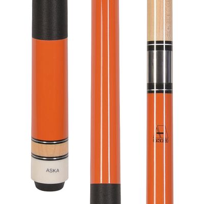 ASKA L2 2-Piece Pool Cue Stick, 58-inches Hard Rock Canadian Maple, 13mm Hard Tip (19-Ounce, Orange)