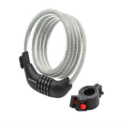 Schwinn Bike Combination Cable Lock, 6 ft x 12 mm, Black & Silver, Durable Steel, Vinyl Cover, Carrying Bracket for Storage and Transport, Anti Theft Protection, Bike Lock Cable for Security
