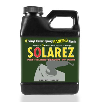 SOLAREZ UV Cure Vinyl Ester Epoxy Sanding Resin ~ for Boat & PWC Repair, Canoes, Kayaks, Fabrication, Woodworking, Pool, SPA, Tub, Equipment, Rapid Proto, USA Made - 4oz (Pint, 4 Sizes)