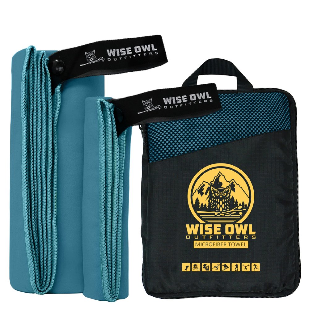 Camping Towel by Wise Owl Outfitters - Ultra Soft Compact Quick Dry Microfiber - Great for Fitness, Hiking, Yoga, Travel, Sports, Backpacking & The Gym - Free Bonus Hand Towel 24x48 MB