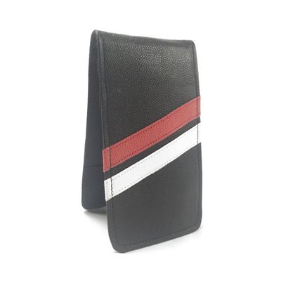 Sunfish Leather Golf Scorecard and Yardage Book Holder Black with Red and White
