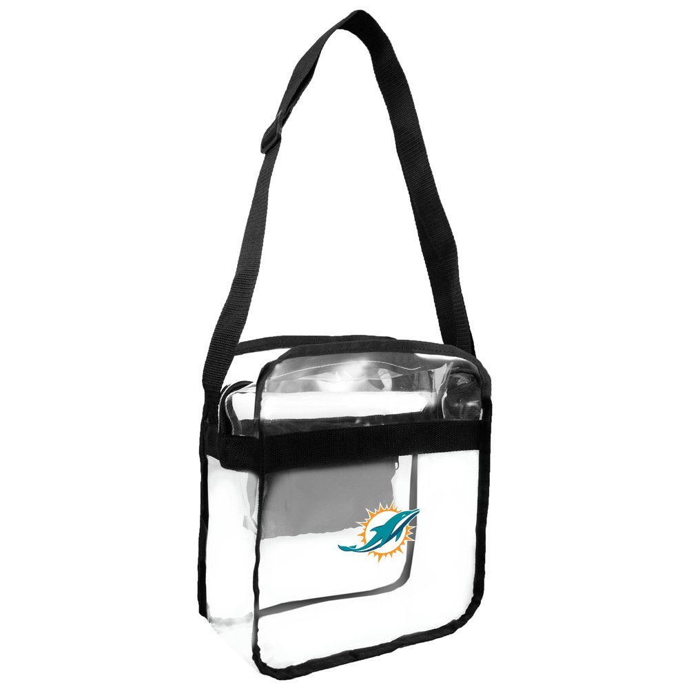 Littlearth NFL Miami Dolphins Clear Crossbody Carryall, Team Color, 12" x 12" x 6"