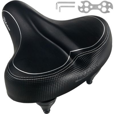Bikeroo Oversized Bike Seat - Compatible with Peloton, Exercise or Road Bikes - Bicycle Saddle Replacement with Wide Cushion for Men & Womens Comfort