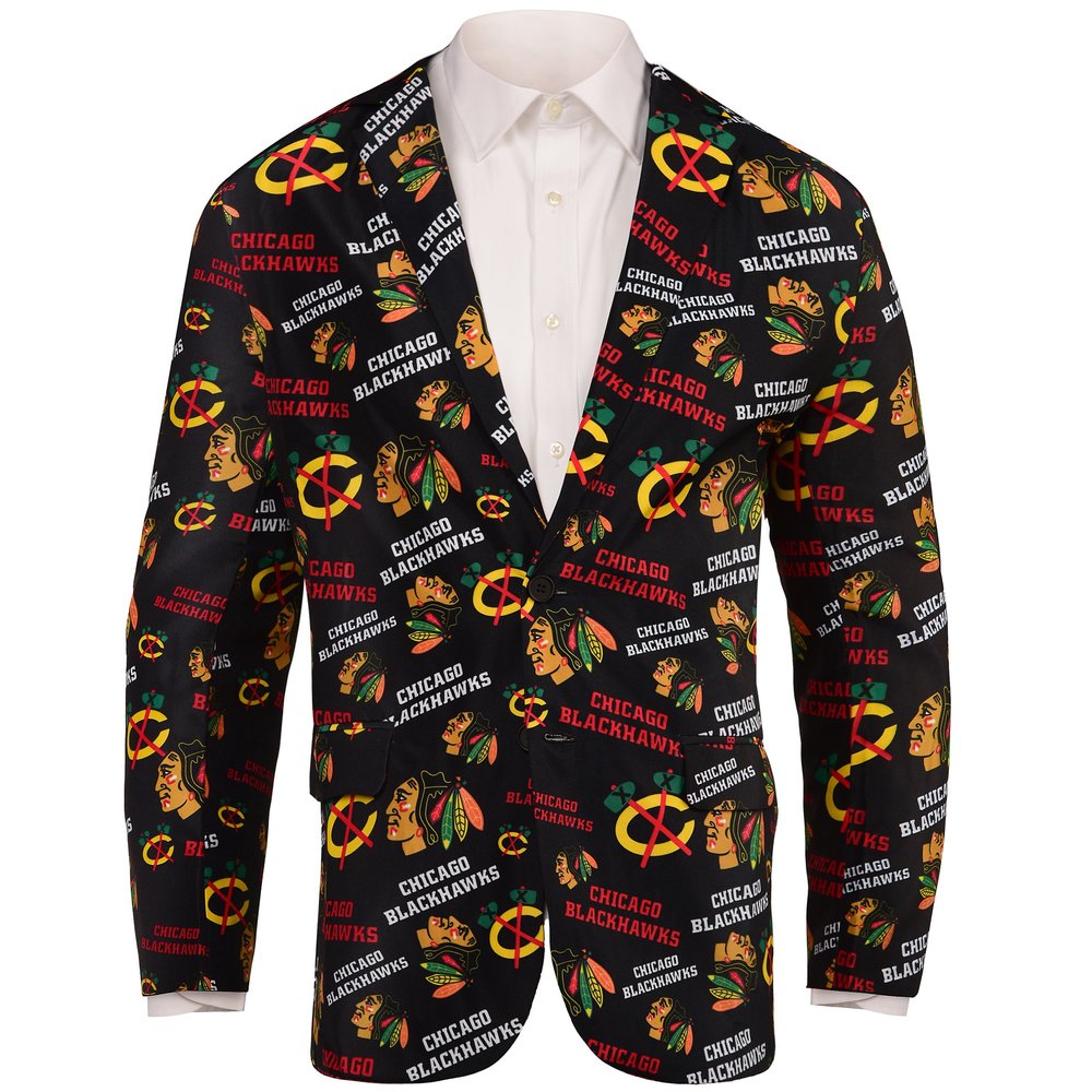 FOCO Chicago Blackhawks Repeat Ugly Business Jacket - Mens Size 46-Large