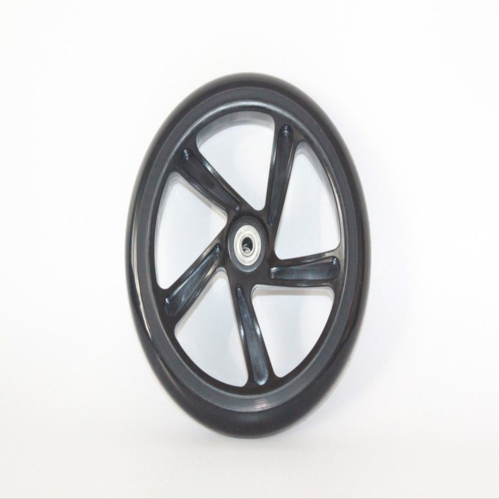 L-faster 8 Inch Scooter PU Wheel with Bearings Kids Kickscooter Wheel Adult Scooter Replacement Spare Wheel Shopping Cart Solid Wheel (5 Spokes Wheel)