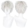 ANOGOL Hair Cap+ Short White Wig for Men Silver White Men's Cosplay Wig Short Silver Mixed White Anime Wigs with Bangs Ivory Hair Straight Fluffy Silvery Halloween Wigs Christmas Party Costume view 1