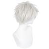 ANOGOL Hair Cap+ Short White Wig for Men Silver White Men's Cosplay Wig Short Silver Mixed White Anime Wigs with Bangs Ivory Hair Straight Fluffy Silvery Halloween Wigs Christmas Party Costume view 3