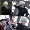 ANOGOL Hair Cap+ Short White Wig for Men Silver White Men's Cosplay Wig Short Silver Mixed White Anime Wigs with Bangs Ivory Hair Straight Fluffy Silvery Halloween Wigs Christmas Party Costume view 4