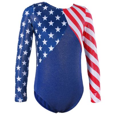 BAOHULU Gymnastics Leotards for Toddler Girls Patriotic Sparkle Red Blue Athletic Dancewear B146_US_14A