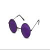 NEON NATION Circular Party Sunglasses Round Hippie Retro Shades with Colored Lenses (Black Frame W/Purple Lens) view 1