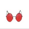 NEON NATION Circular Party Sunglasses Round Hippie Retro Shades with Colored Lenses (Black Frame W/Red Lens) view 2