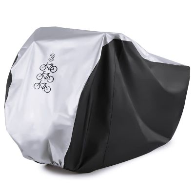 Maveek Bicycle Cover for 3 Bikes Waterproof Outdoor Storage Cycle Protection UV Rain Snow Proof Tarp Tent Shed for Bikes All Weather Dust Dirt Resistant Winter Summer Indoor Garage (Sliver/Black)
