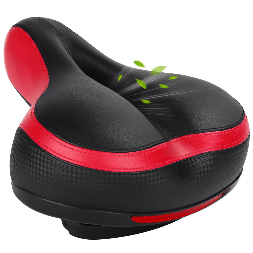 TONBUX Comfortable Bike Seat for Men & Women, Memory Foam Bike Saddle with Dual Shock Absorbing Ball, Universal Fit Bicycle Seat for Stationary, Mountain, Road, Cruiser, Electric Bike