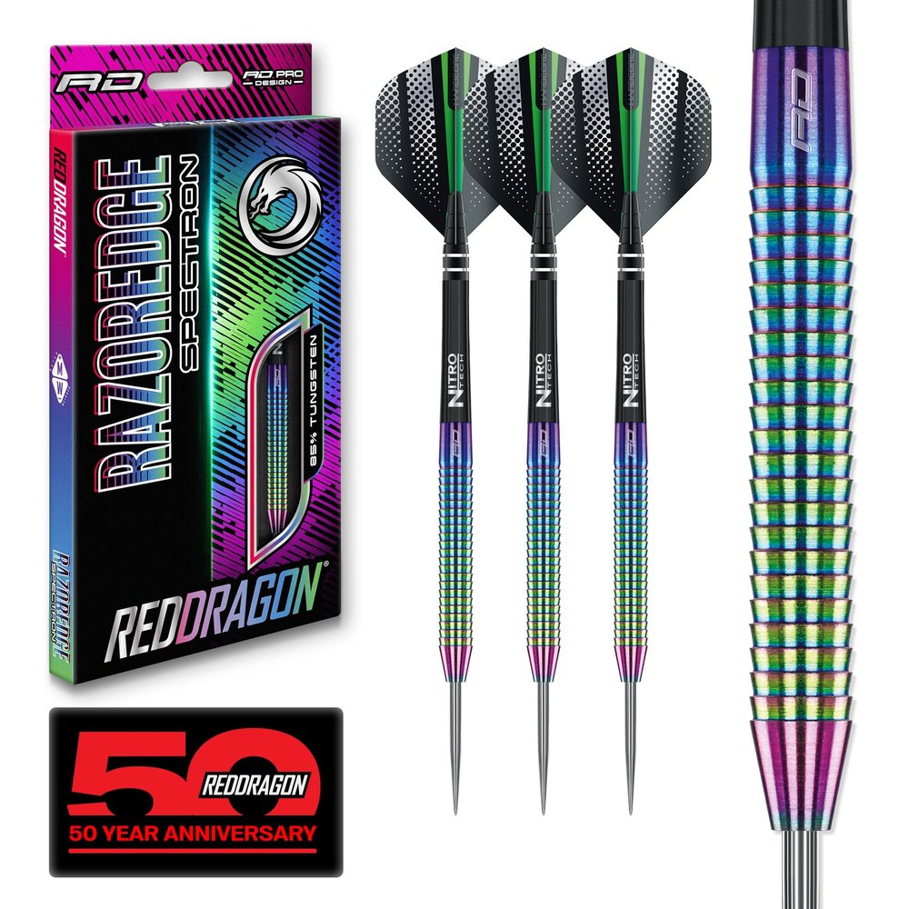 RED DRAGON Razor Edge Spectron 26g - Tungsten Professional Steel Darts Set with Flights and shafts