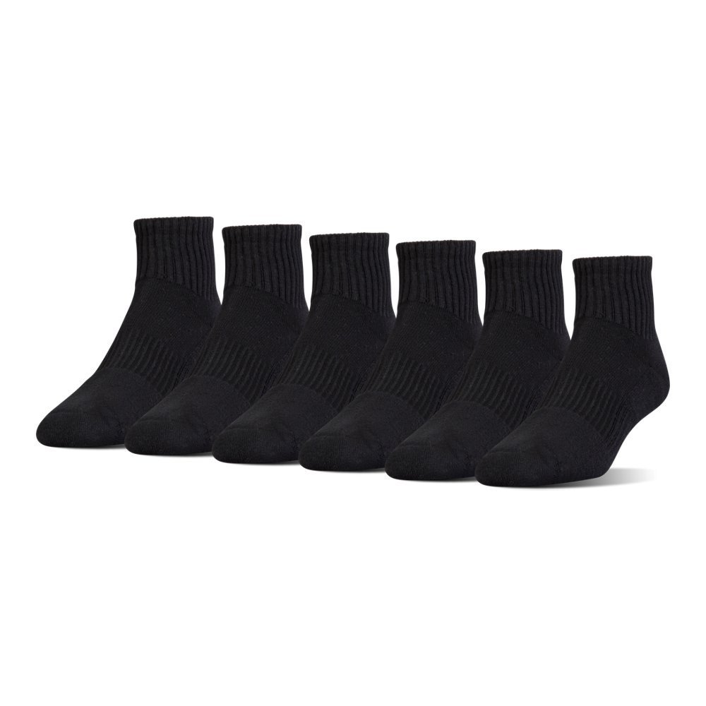 Under Armour Unisex-Adult Cotton Quarter Socks, Multipairs , Black/Gray (6-Pairs) , Medium