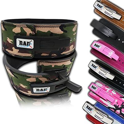 RAD Lever Weight Lifting Gym Belt for Men & Women, Size 63 TO107 CM, Thick 10MM & Width 4 Inch, Leather, Black
