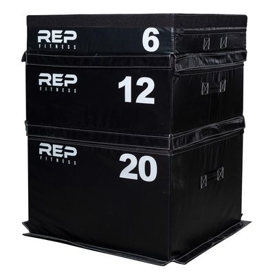 REP Fitness Stackable Soft Foam Plyo Box 6, 12 & 20" Set, Adjustable Plyometric Jump Box for Home Gym Workouts, Soft Foam Jumping Platform for Exercise, Step Training, HIIT & Cross fit