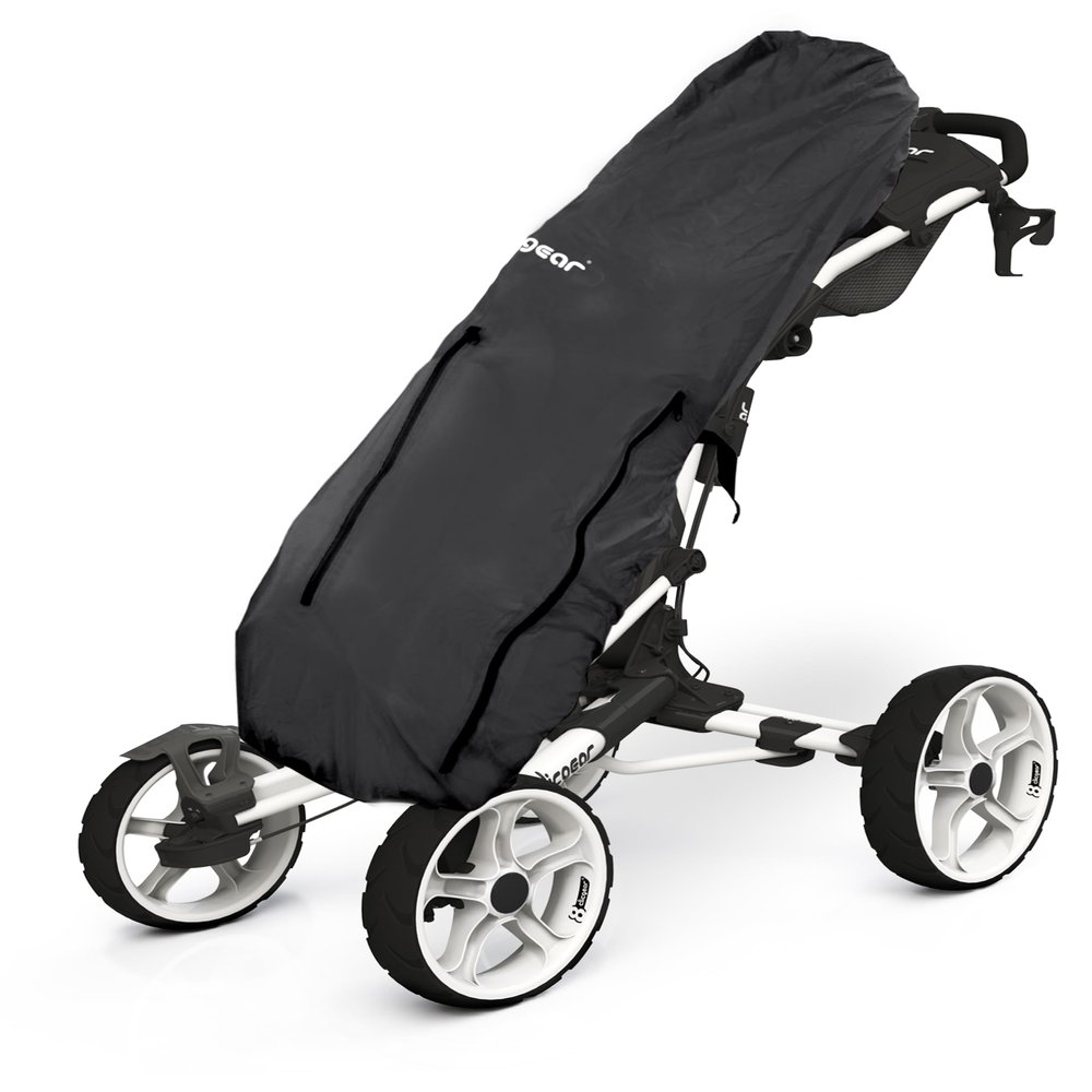Clicgear Golf Bag Rain Cover  Waterproof Nylon Club & Gear Protection  Universal Fit for Push Carts  Easy Access Zippers, Clip-On Straps & Storage Bag Included (Black)
