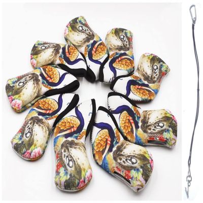 H09-F Animated Animal QUTE Style(Random) Iron Headcover Set of 9pcs for Right Handed only+Free Leash Strap 1 (Stop Losing Your Headcover)
