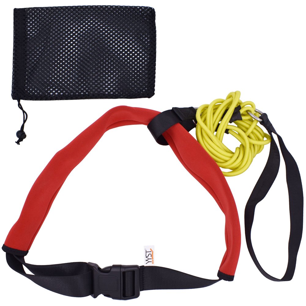YYST Swimming Bungee Resistance Training Belt Swim Exerciser Tether (One Waist Belt, Bungee Cord, Loop)