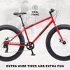 Mongoose Dolomite Fat Tire Mountain Bike, For Men and Women, 26 Inch Wheels, 4 Inch Wide Knobby Tires, 7-Speed, Adult Steel Frame, Front and Rear Brakes, Red view 2
