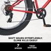 Mongoose Dolomite Fat Tire Mountain Bike, For Men and Women, 26 Inch Wheels, 4 Inch Wide Knobby Tires, 7-Speed, Adult Steel Frame, Front and Rear Brakes, Red view 3