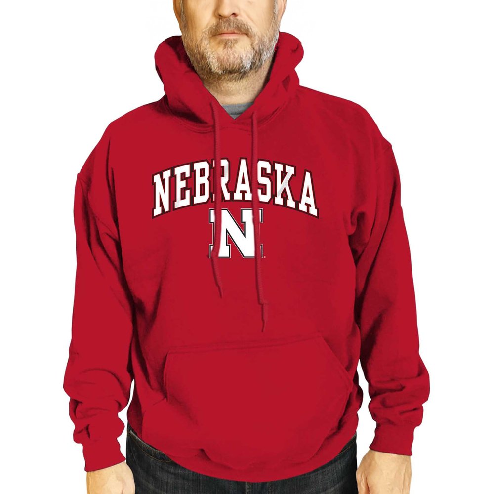 Campus Colors Adult Arch & Logo Soft Style Gameday Hooded Sweatshirt (Nebraska Cornhuskers - Red, Medium)